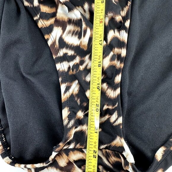 Aqua Green Cheetah Print One Piece Halter Top Swimsuit Large - Picture 4 of 10